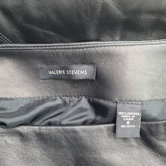 Valerie Stevens Black Leather Pencil Mini Skirt Size Mob Wife Size 6 - Picture 5 of 5